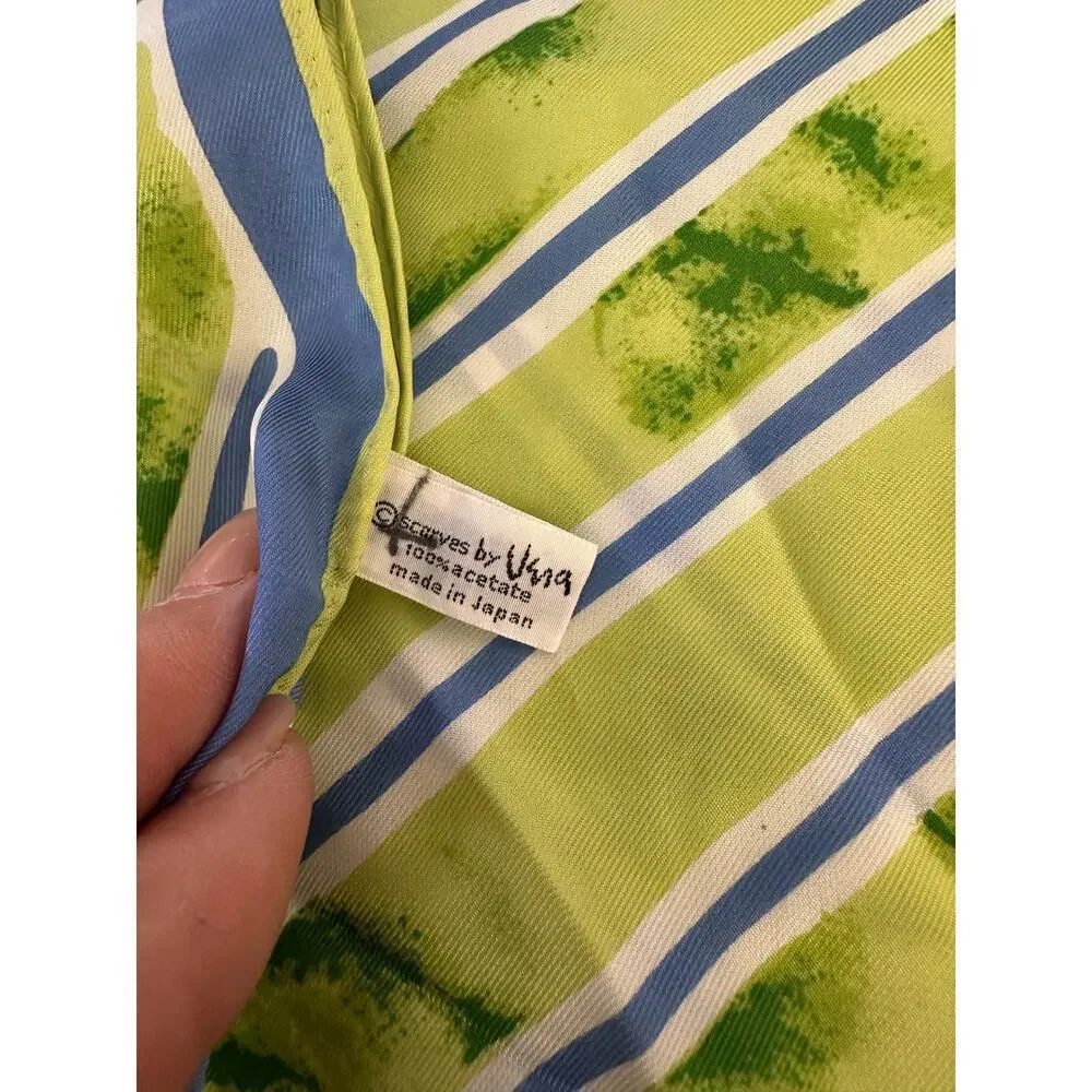 Vintage Vera Neumann Green Blue Oblong Double Sided Rectangle Scarf